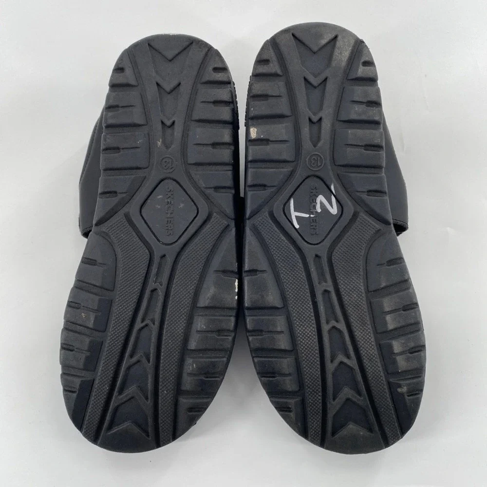 Skechers Mens Black Leather Fisherman Sandals Size 13 Buckle Adjustable‎ Comfort